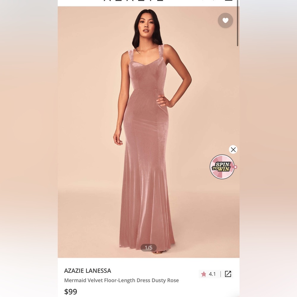 Azazie Lanessa Dusty Rose Velvet Dress.